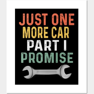 Mens Retro Mechanic Gag Gifts For Men Xmas Just 1 More Car Part Posters and Art